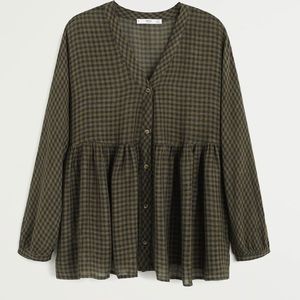 Mango green gingham blouse NWT size 4